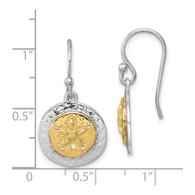 Gold-Plated Sterling Silver Sand Dollar Dangle Earrings – view 6