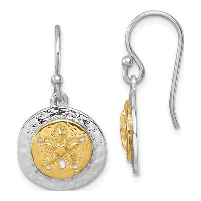Gold-Plated Sterling Silver Sand Dollar Dangle Earrings