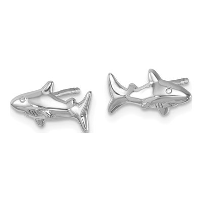 Sterling Silver Shark Stud Earrings – view 3
