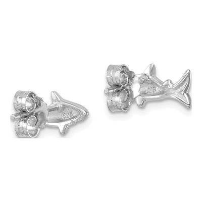 Sterling Silver Shark Stud Earrings – view 5