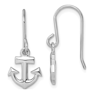 Sterling Silver Anchor Dangle Earrings