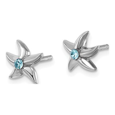 Sterling Silver Crystal Starfish Stud Earrings – view 3