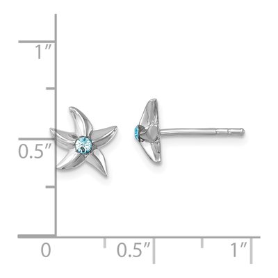 Sterling Silver Crystal Starfish Stud Earrings – view 6