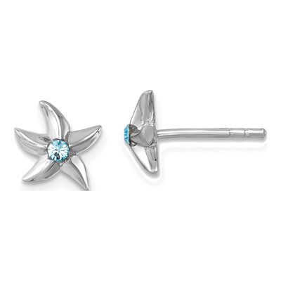 Sterling Silver Crystal Starfish Stud Earrings
