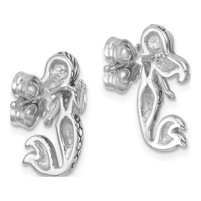 Sterling Silver Mermaid Button Stud Earrings – view 5