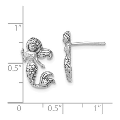 Sterling Silver Mermaid Button Stud Earrings – view 6