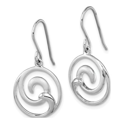 Sterling Silver Double Wave Dangle Earrings – view 3
