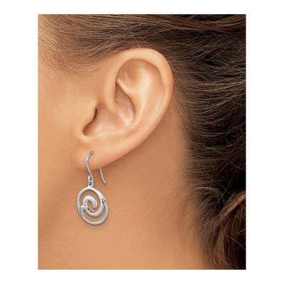 Sterling Silver Double Wave Dangle Earrings – view 4