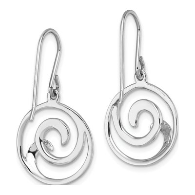 Sterling Silver Double Wave Dangle Earrings – view 5
