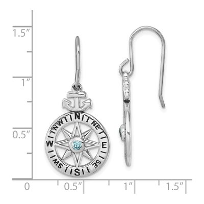 Sterling Silver CZ Compass Dangle Earrings – view 6