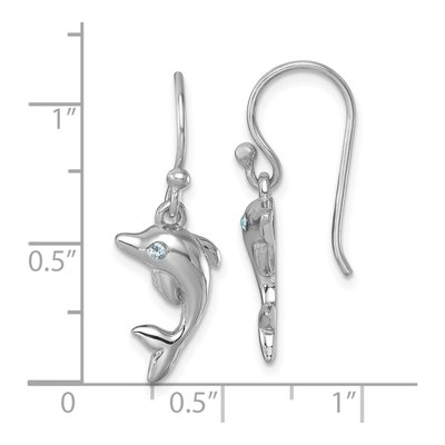 Sterling Silver Crystal Dolphin Dangle Earrings – view 6