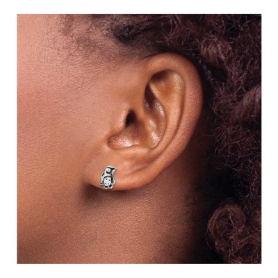 Sterling Silver Enamel Penguin Stud Earrings – view 4