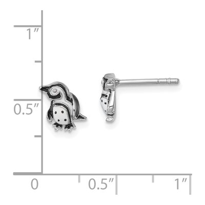 Sterling Silver Enamel Penguin Stud Earrings – view 6