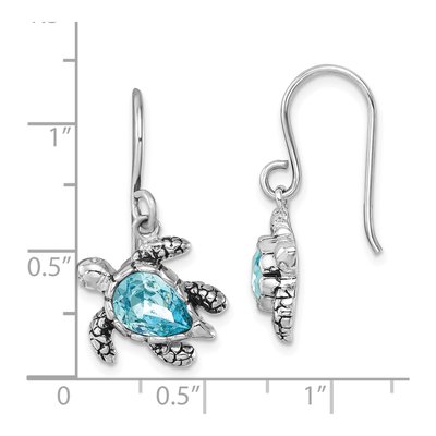 Sterling Silver Crystal Turtle Dangle Earrings – view 6
