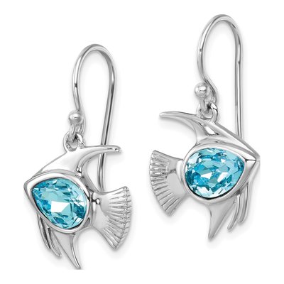 Sterling Silver Crystal Angel Fish Dangle Earrings – view 3