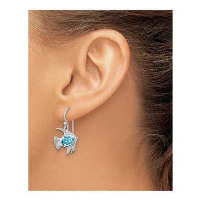 Sterling Silver Crystal Angel Fish Dangle Earrings – view 4