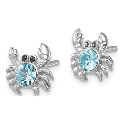 Sterling Silver Crystal Crab Stud Earrings – view 3