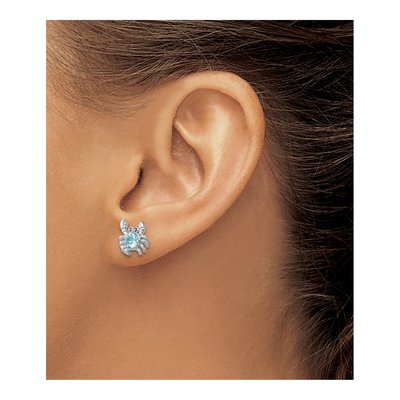 Sterling Silver Crystal Crab Stud Earrings – view 4