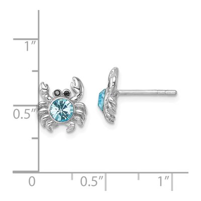 Sterling Silver Crystal Crab Stud Earrings – view 6