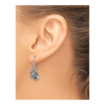 Sterling Silver Crystal Turtle Dangle Earrings – view 4