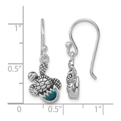 Sterling Silver Crystal Turtle Dangle Earrings – view 6