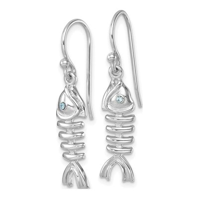 Sterling Silver Crystal Bonefish Dangle Earrings – view 3