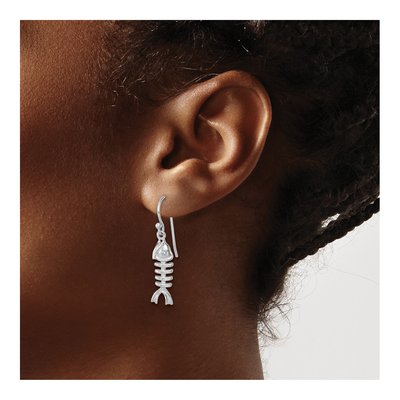 Sterling Silver Crystal Bonefish Dangle Earrings – view 4