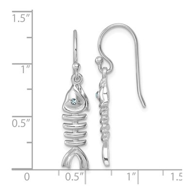 Sterling Silver Crystal Bonefish Dangle Earrings – view 6