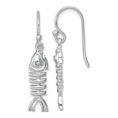 Sterling Silver Crystal Bonefish Dangle Earrings