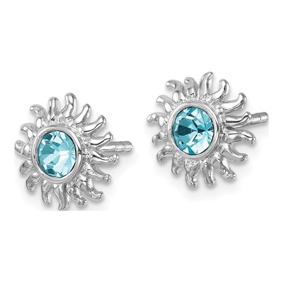 Sterling Silver Crystal Sun Stud Earrings – view 3