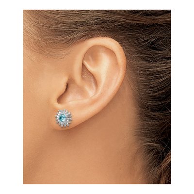 Sterling Silver Crystal Sun Stud Earrings – view 4