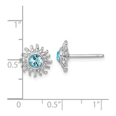 Sterling Silver Crystal Sun Stud Earrings – view 6