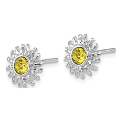 Sterling Silver Crystal Sun Stud Earrings – view 3