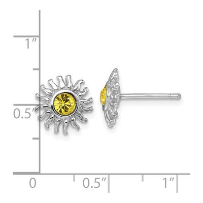 Sterling Silver Crystal Sun Stud Earrings – view 6