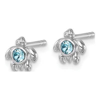 Sterling Silver Crystal Turtle Stud Earrings – view 3