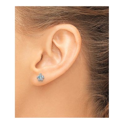 Sterling Silver Crystal Turtle Stud Earrings – view 4