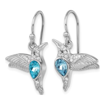 Sterling Silver Crystal Hummingbird Dangle Earrings – view 3