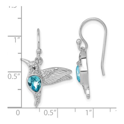 Sterling Silver Crystal Hummingbird Dangle Earrings – view 6