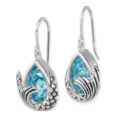 Sterling Silver Crystal Mermaid Tail Dangle Earrings – view 3