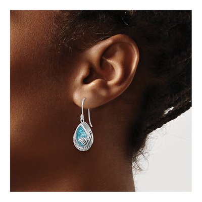 Sterling Silver Crystal Mermaid Tail Dangle Earrings – view 4