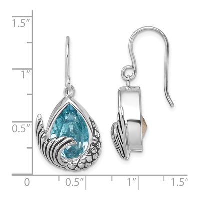 Sterling Silver Crystal Mermaid Tail Dangle Earrings – view 6