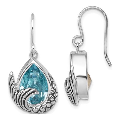 Sterling Silver Crystal Mermaid Tail Dangle Earrings