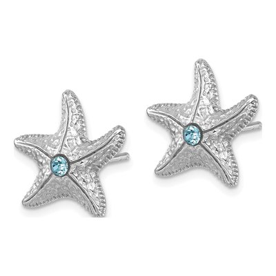 Sterling Silver Crystal Starfish Stud Earrings – view 3