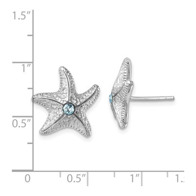 Sterling Silver Crystal Starfish Stud Earrings – view 6