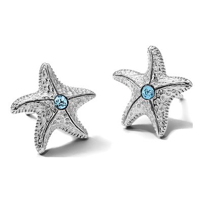 Sterling Silver Crystal Starfish Stud Earrings – view 7