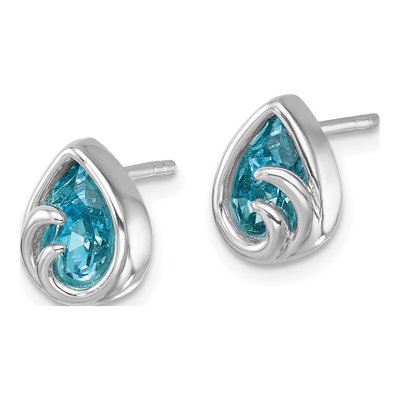 Sterling Silver Crystal Wave Stud Earrings – view 3