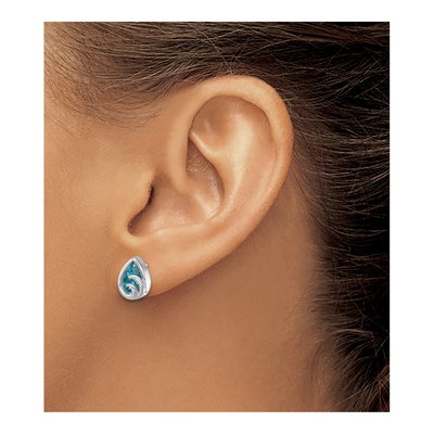 Sterling Silver Crystal Wave Stud Earrings – view 4