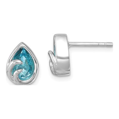 Sterling Silver Crystal Wave Stud Earrings