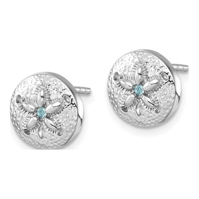 Sterling Silver Crystal Sand Dollar Dangle Earrings – view 3