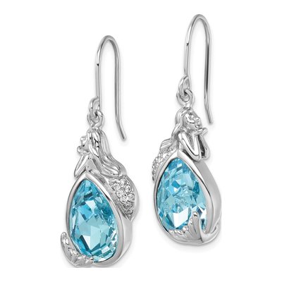 Sterling Silver CZ Mermaid Dangle Earrings – view 3